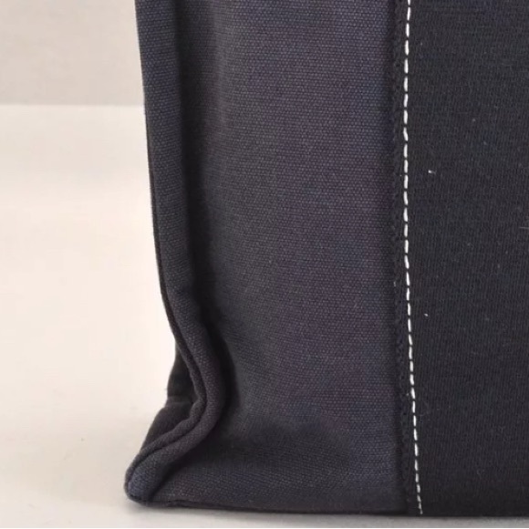 HERMES Vintage Deauville PM Hand Tote Bag Purse Canvas Navy Blue 3221M - Picture 15 of 16